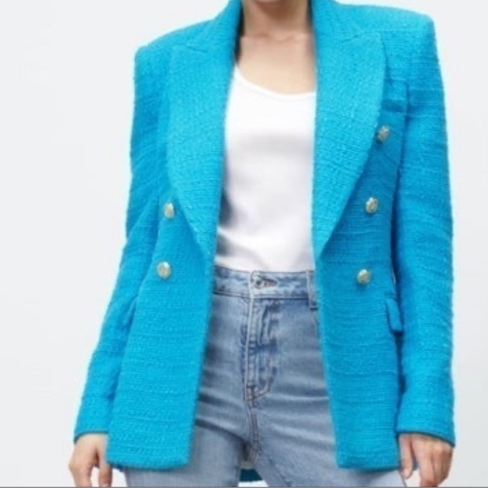 Zara Texture Double Breast Blazer Size XS